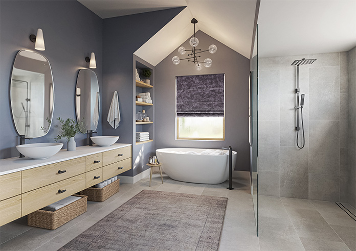 Cyrus Crushed Velvet, Deep Purple - Motorised Roman Blind - Image 6